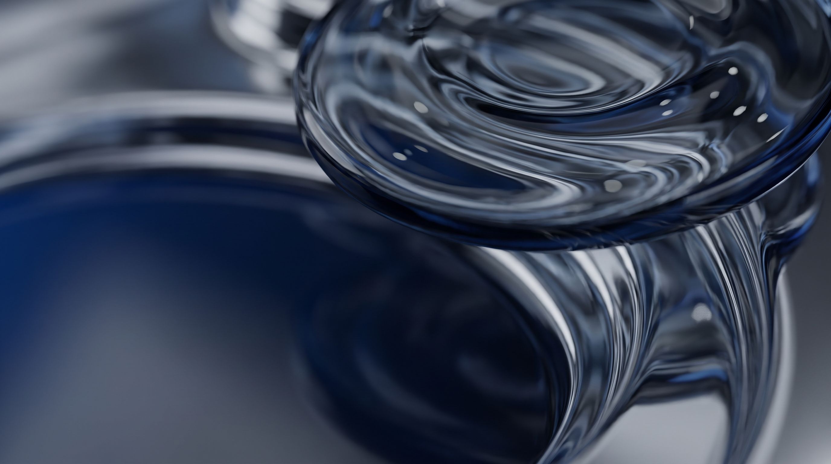 SEO für Ihre Website: abstrakte Glasform in Blau und Grau als Sinnbild für SEO