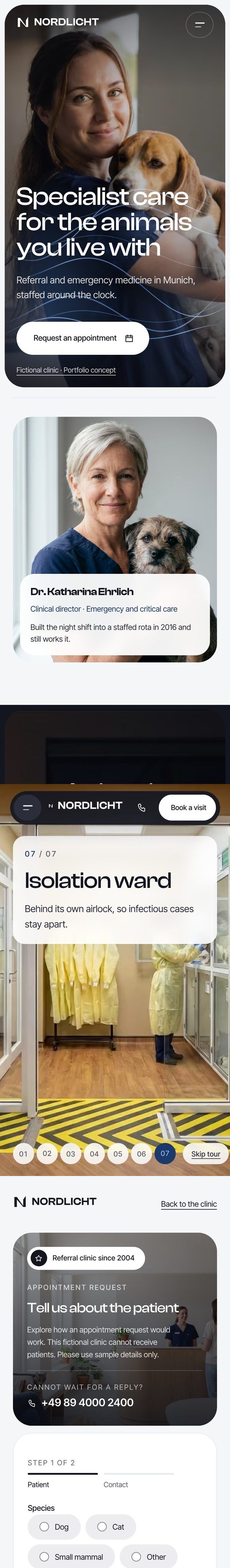 Nordlicht: ganze Startseite auf dem Handy, zum Durchblättern scrollen